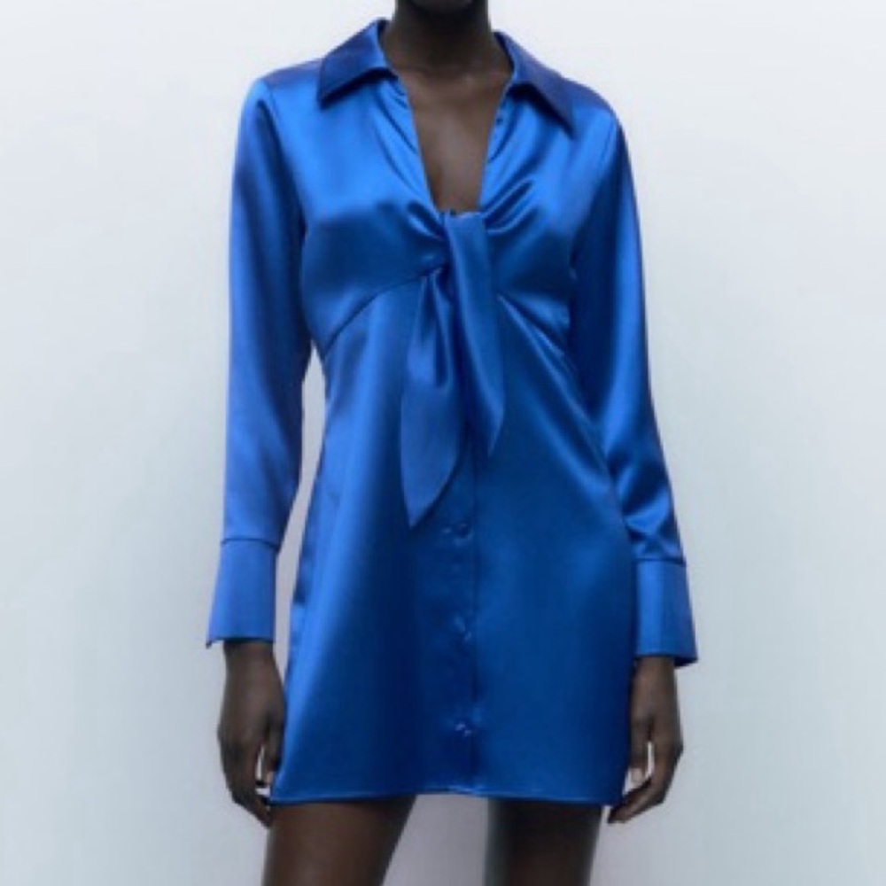 Blue Satin Mini Zara Dress